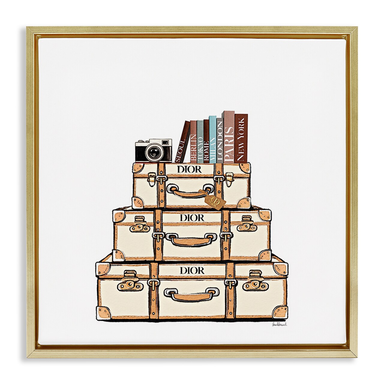 Stupell Industries Cream Luggage Stack Floating Frame, design by Amanda Greenwood